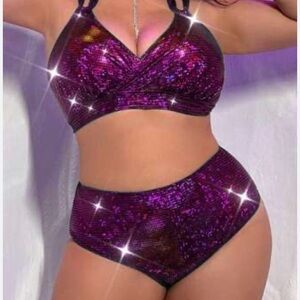 New. Curvy Plus size purple bikini.   High waisted